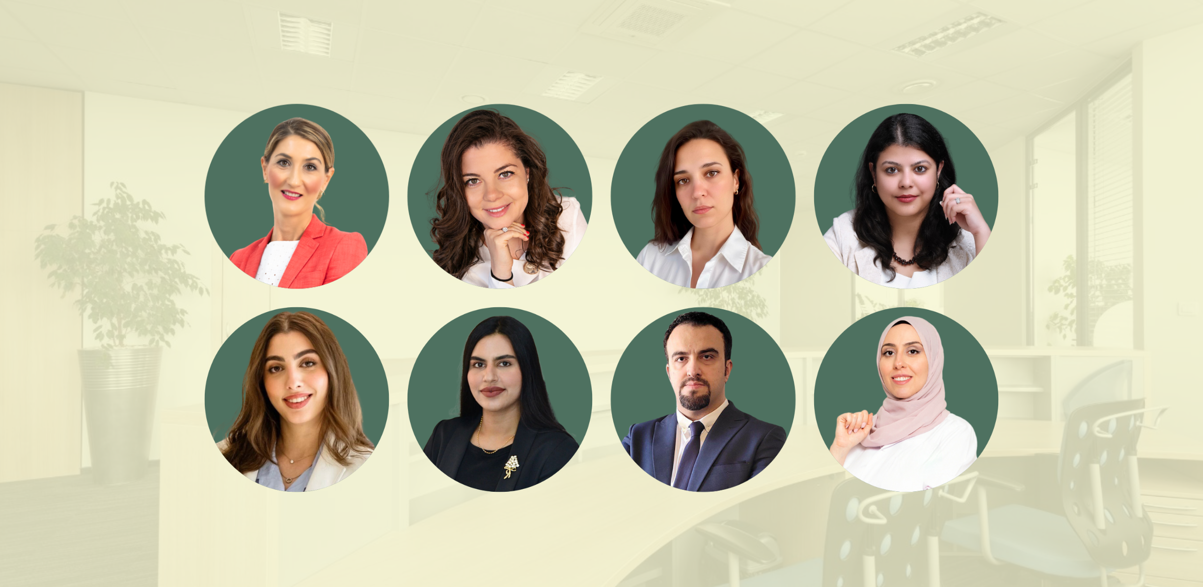 The Potentia Clinics specialist team — eight clinical psychologists, psychiatrists, and dietitians at the Dubai Science Park clinic